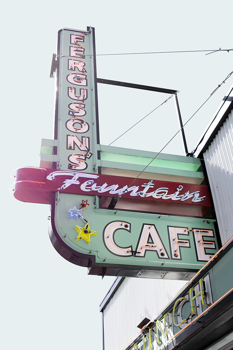 Fountain Cafe sign, Spokane, Washington