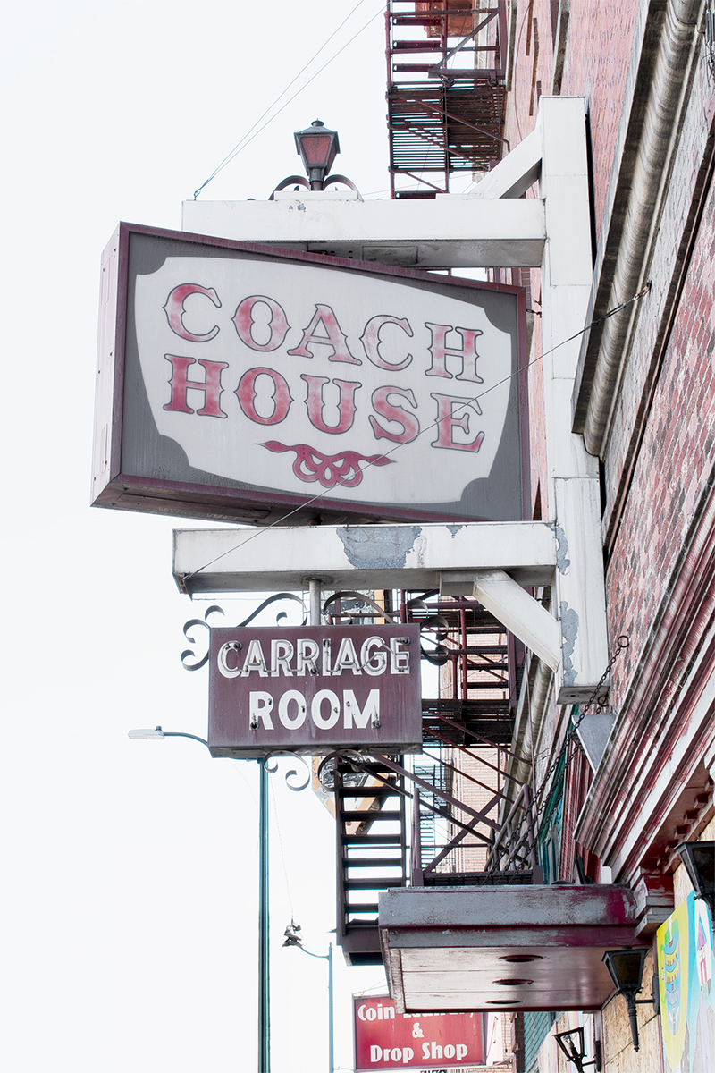 Coach House sign, view 2, Spokane, Washington