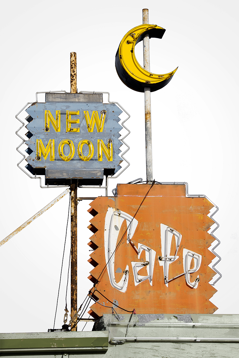 New Moon Cafe sign, Casper, Wyoming